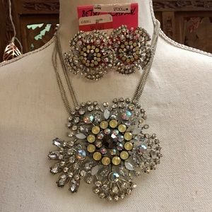 Betsy Johnson Bling Necklace and earrings